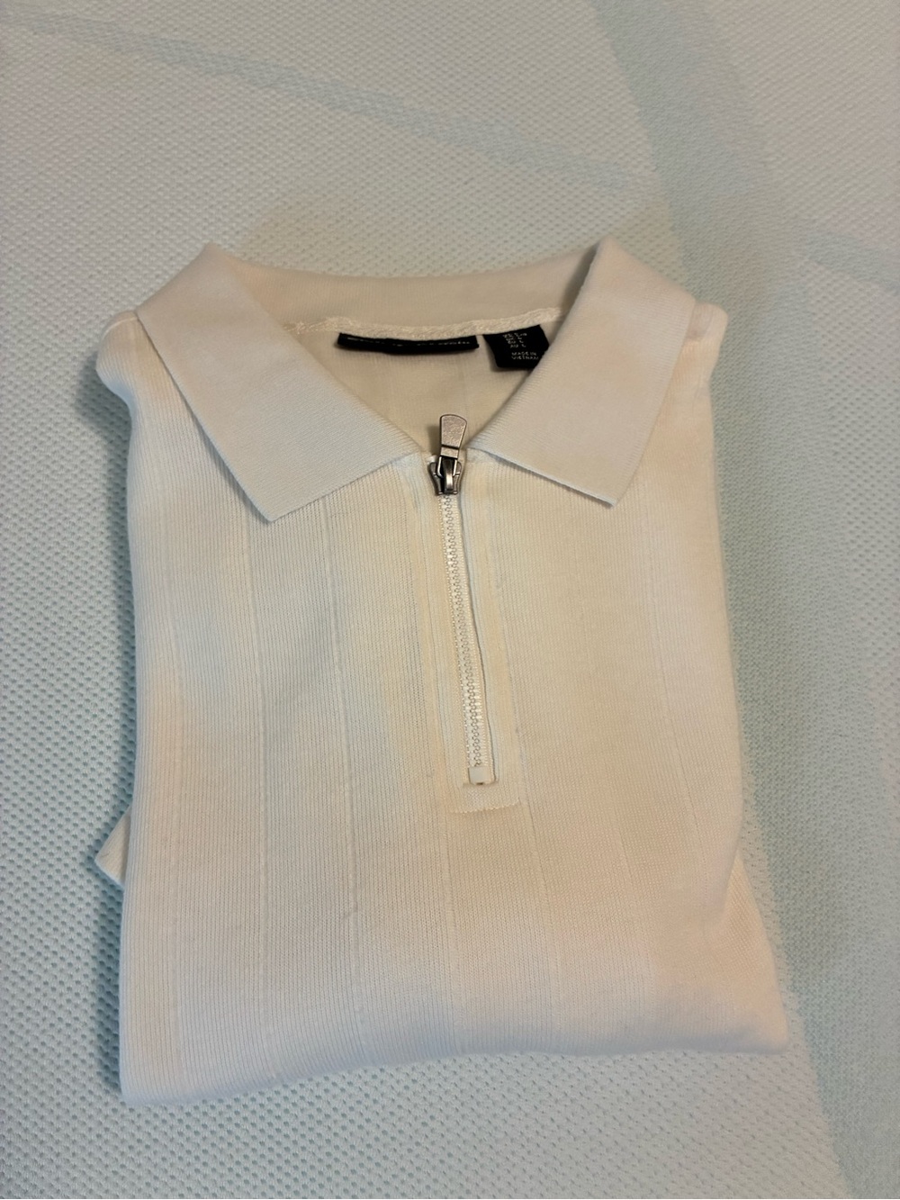 Christian Lacroix White Zip-Front Polo Sweater